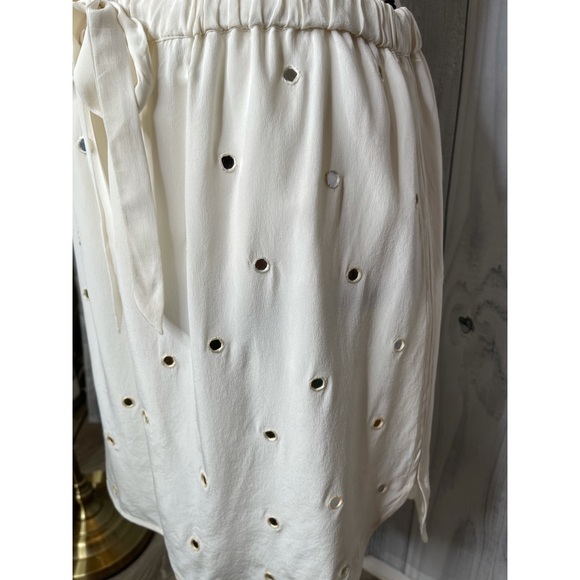 Club Monaco Silk Embellished Mini Skirt Mirrors Pull-On Ivory Sz 6 - Picture 4 of 8